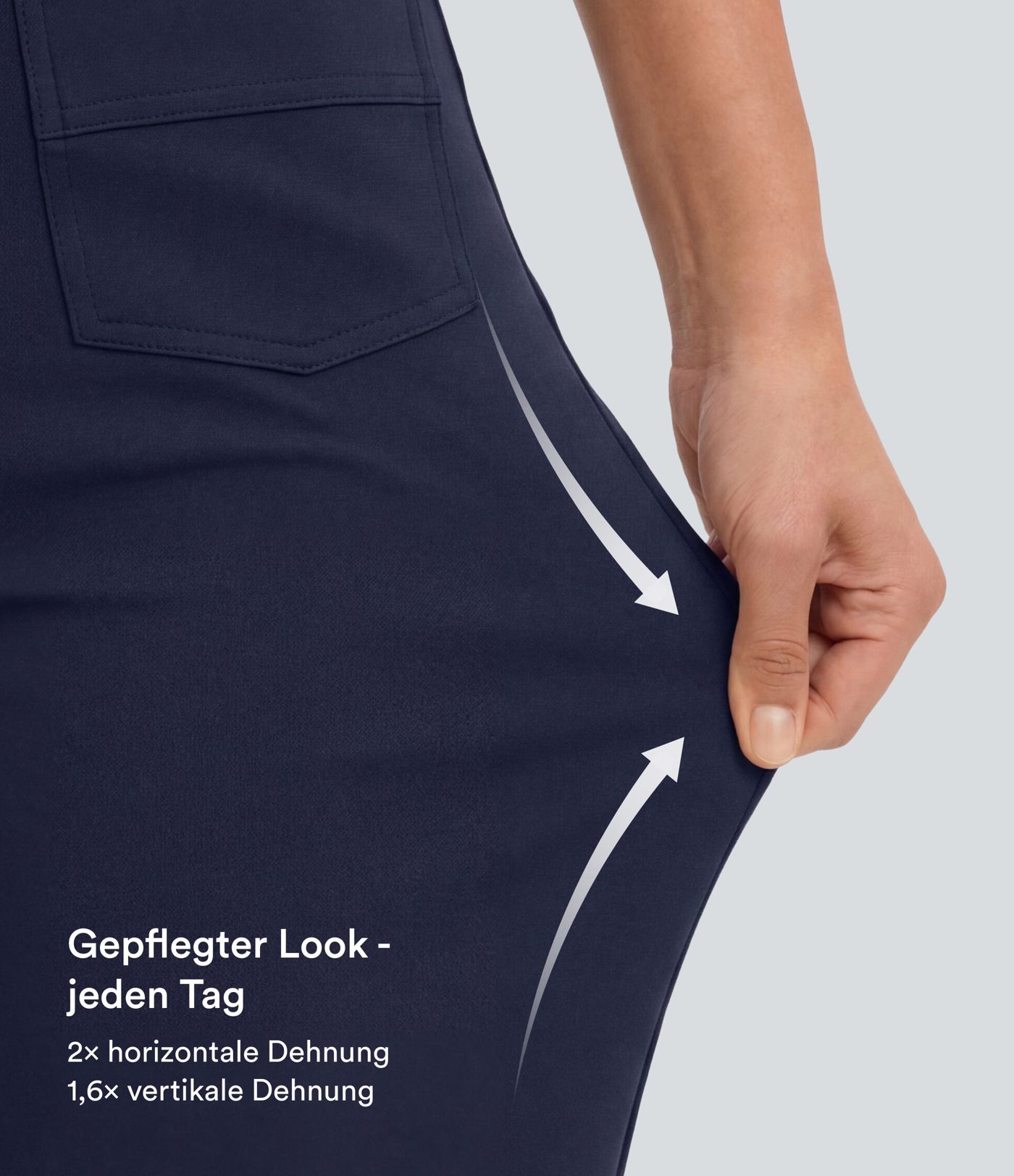 Lässige Stoffhose mit hohem Bund und mehreren Taschen und geradem Bein