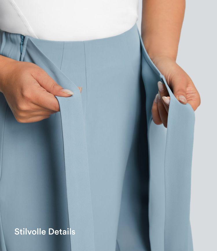 Halara Flex™ - Arbeits-Hose mit hohem Bund, Seitentaschen, Bindeband und weitem Bein