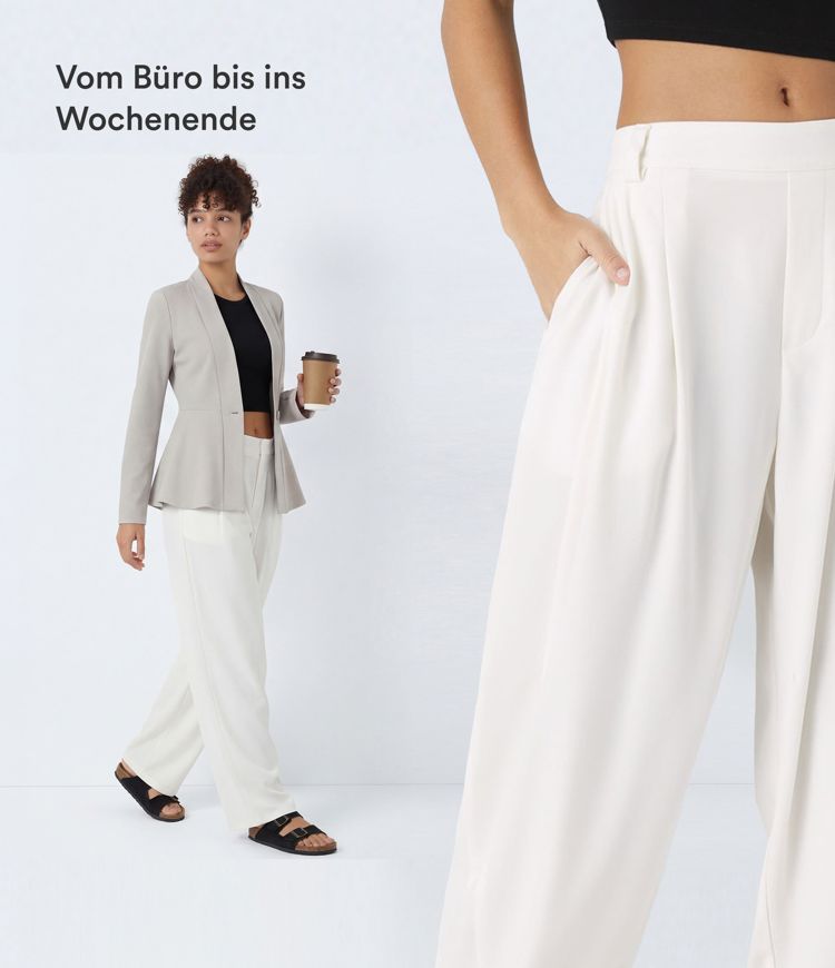 Halara Flex™ - Arbeits-Hose mit mittelhohem Bund, Seitentaschen und Barrel-Leg