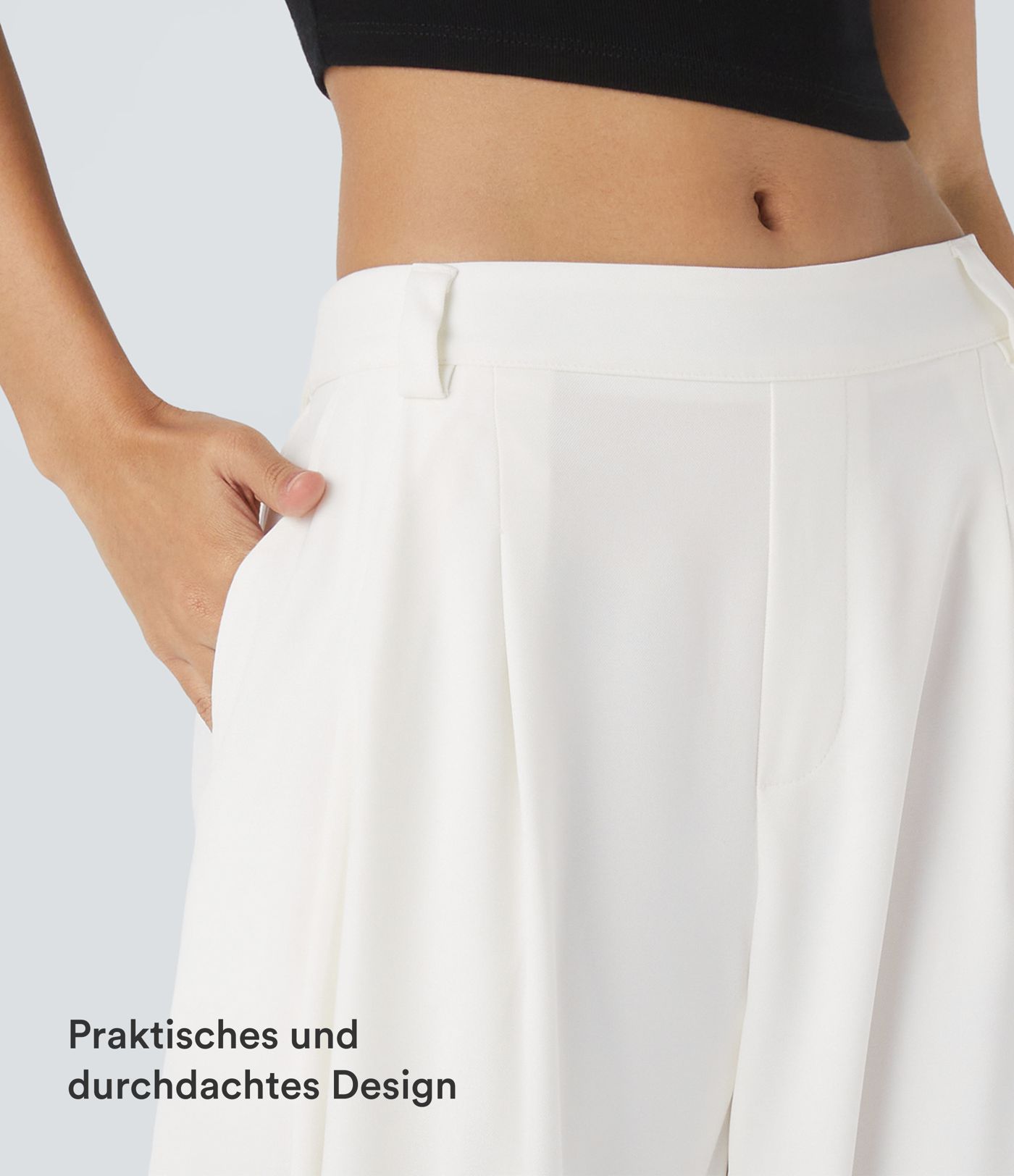 Halara Flex™ - Arbeits-Hose mit mittelhohem Bund, Seitentaschen und Barrel-Leg