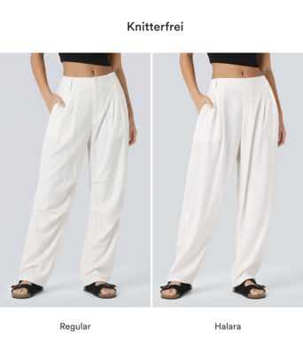 Halara Flex™ - Arbeits-Hose mit mittelhohem Bund, Seitentaschen und Barrel-Leg