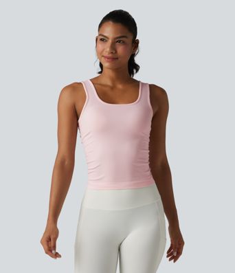 OneForm Seamless Flow débardeur de yoga sans coutures, à encolure carrée et à fronces