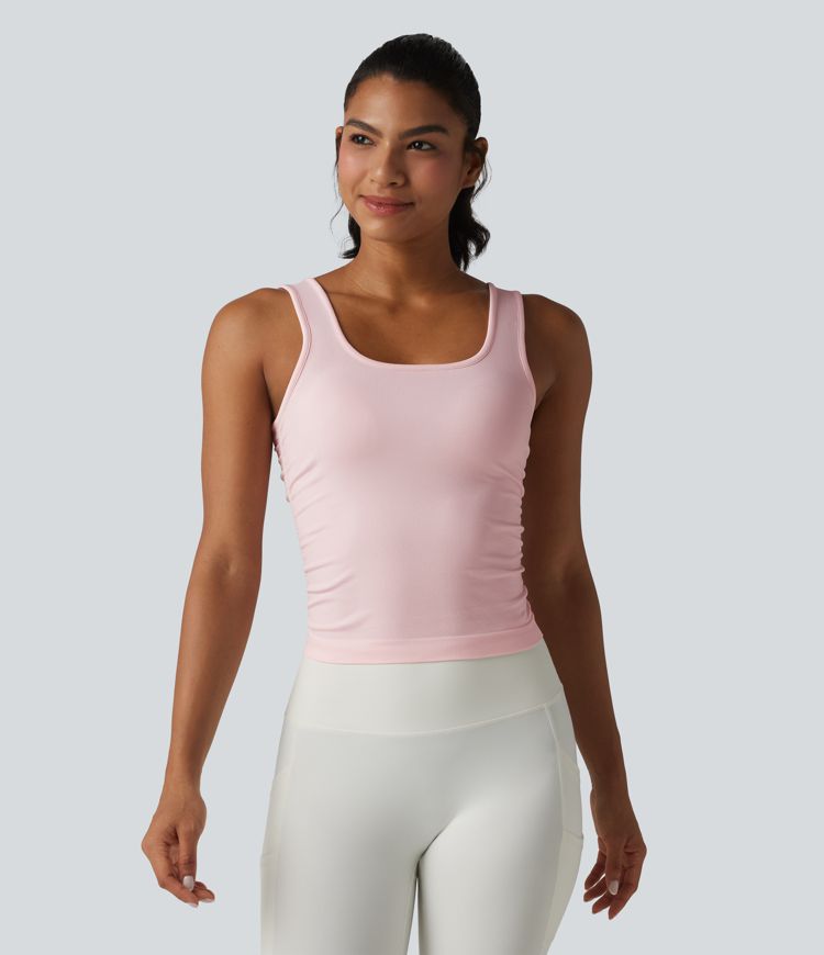 OneForm Seamless Flow débardeur de yoga sans coutures, à encolure carrée et à fronces