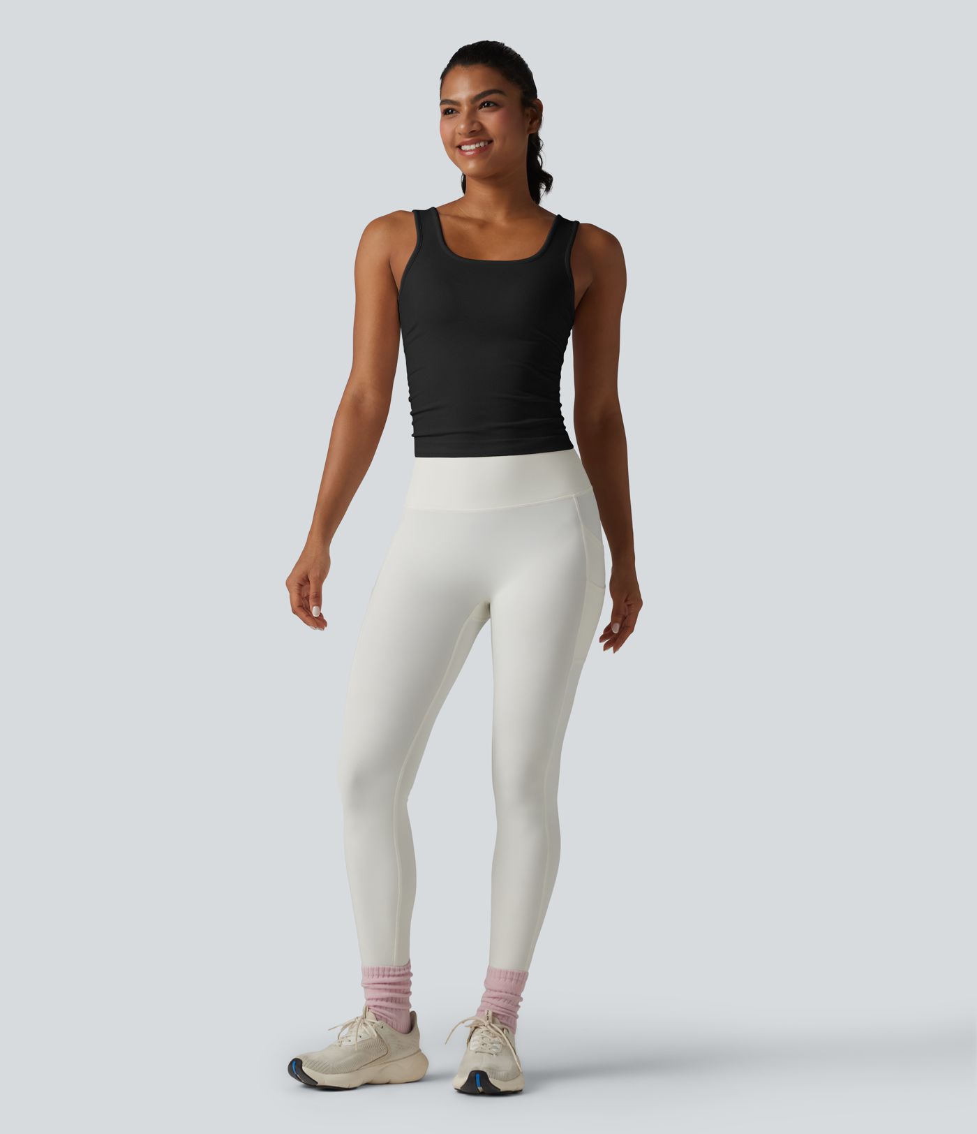 OneForm Seamless Flow Square Neck Ruched Yoga Tank Top