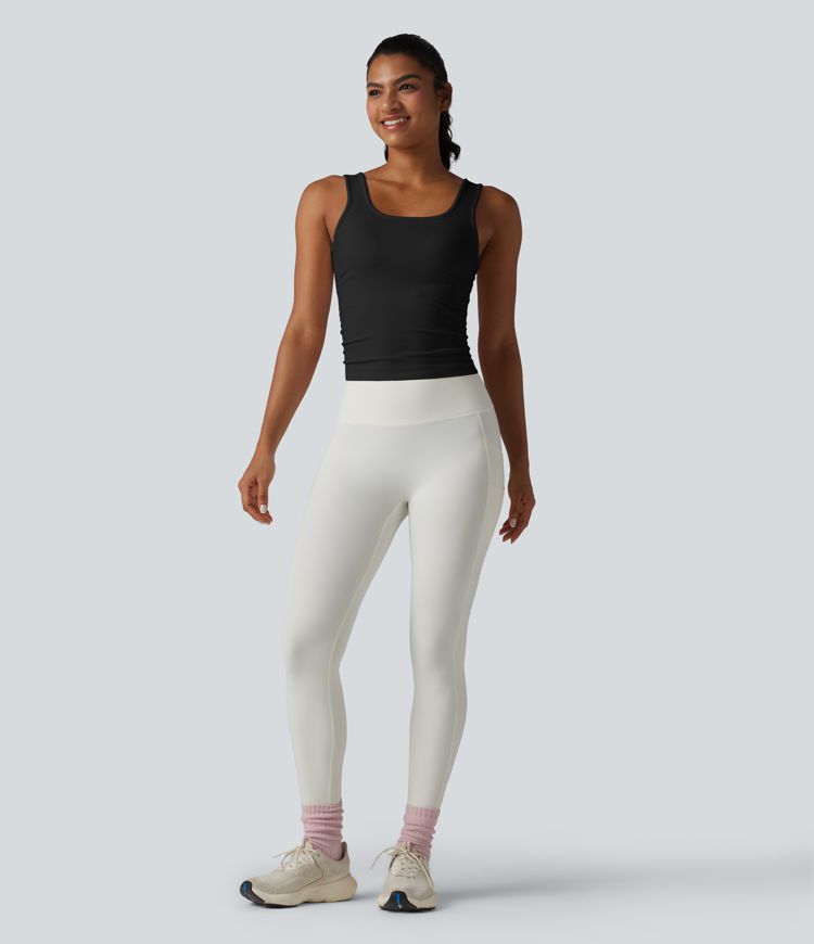 OneForm Seamless Flow Square Neck Ruched Yoga Tank Top