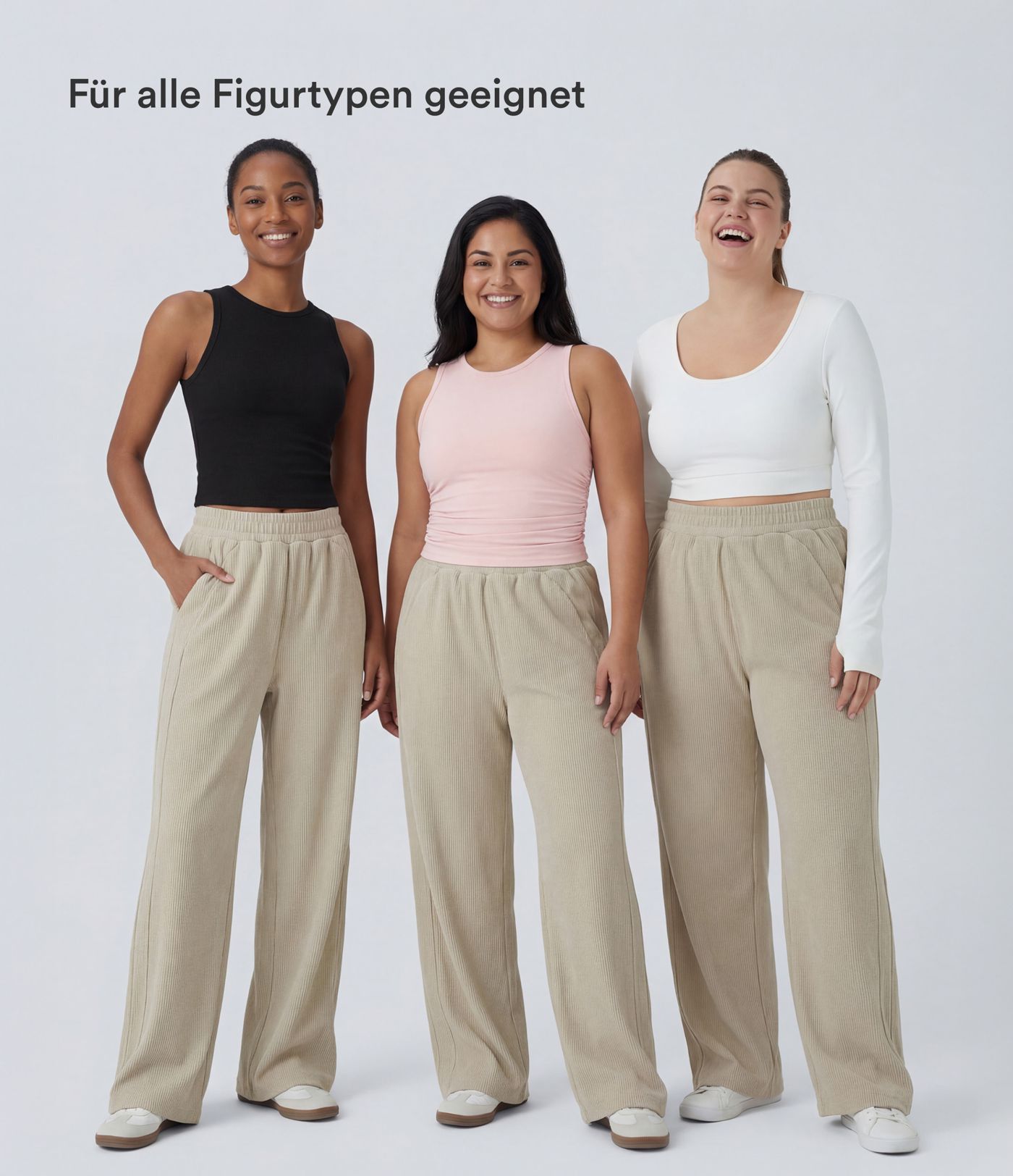 Pantalon Droit décontracté en Velours Côtelé avec Poches et Taille Haute