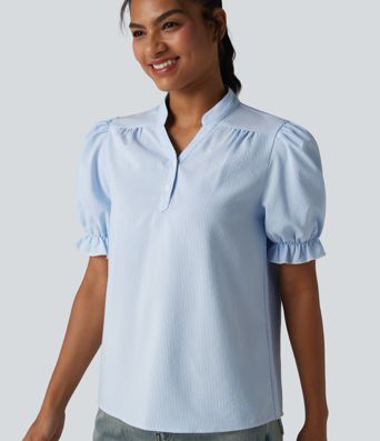 Lässiges Hemd mit kurzen Puffärmeln