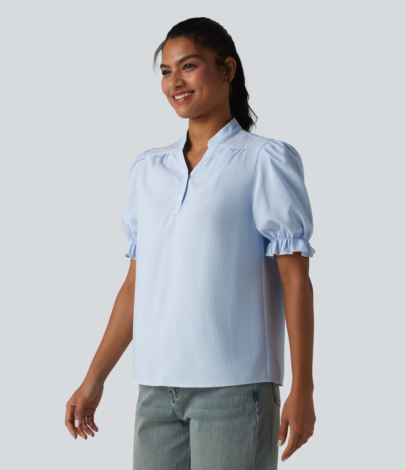 Lässiges Hemd mit kurzen Puffärmeln