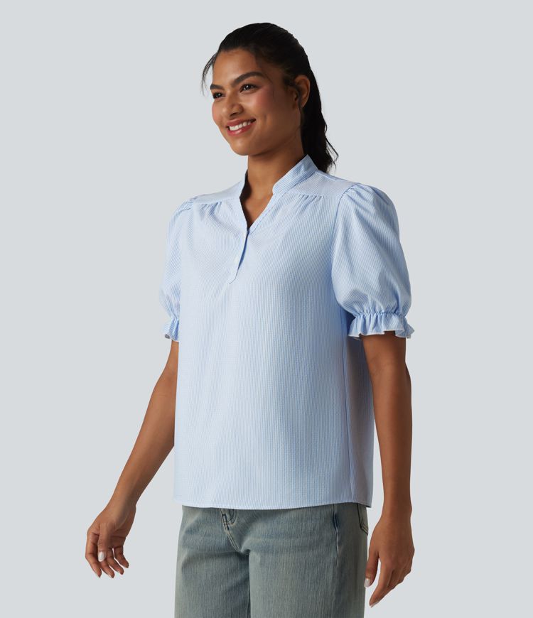 Lässiges Hemd mit kurzen Puffärmeln