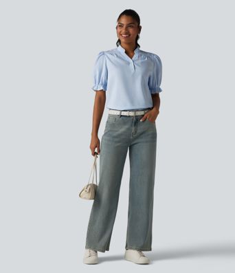 Lässiges Hemd mit kurzen Puffärmeln