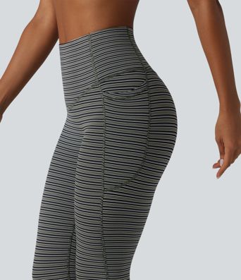 Halara UltraSculpt™ Jacquard Stripe High Waisted Tummy Control Running Leggings with Pockets