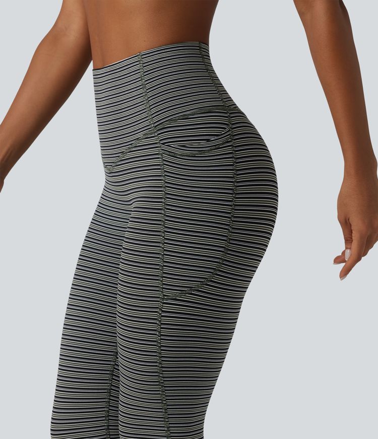 Halara UltraSculpt™ Jacquard Stripe High Waisted Tummy Control Running Leggings with Pockets