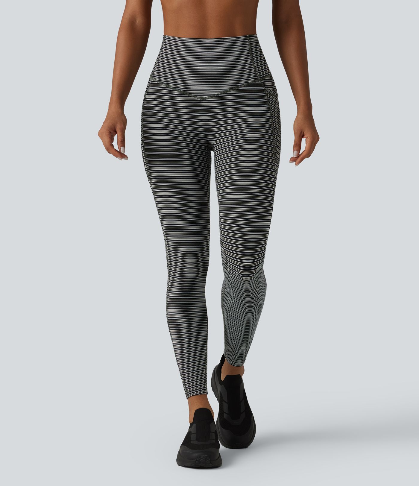 Halara UltraSculpt™ Jacquard Stripe High Waisted Tummy Control Running Leggings with Pockets