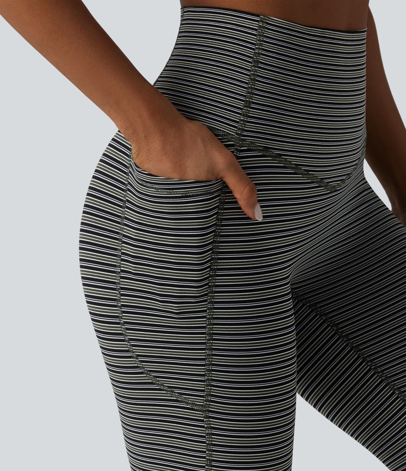 Halara UltraSculpt™ Jacquard Stripe High Waisted Tummy Control Running Leggings with Pockets