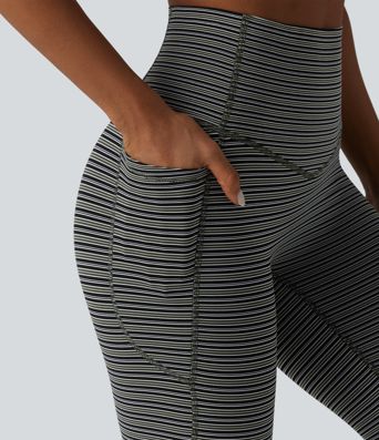 Halara UltraSculpt™ Jacquard Stripe High Waisted Tummy Control Running Leggings with Pockets