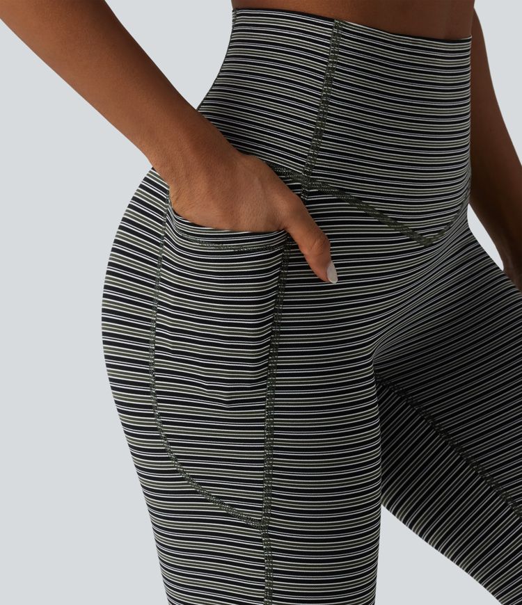 Halara UltraSculpt™ Jacquard Stripe High Waisted Tummy Control Running Leggings with Pockets