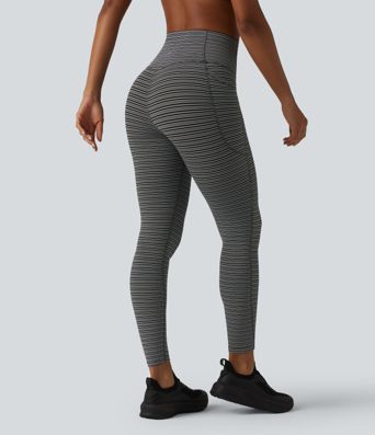 Halara UltraSculpt™ Jacquard Stripe High Waisted Tummy Control Running Leggings with Pockets