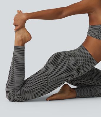 Halara UltraSculpt™ Jacquard Stripe High Waisted Tummy Control Running Leggings with Pockets