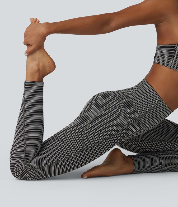 Halara UltraSculpt™ Jacquard Stripe High Waisted Tummy Control Running Leggings with Pockets