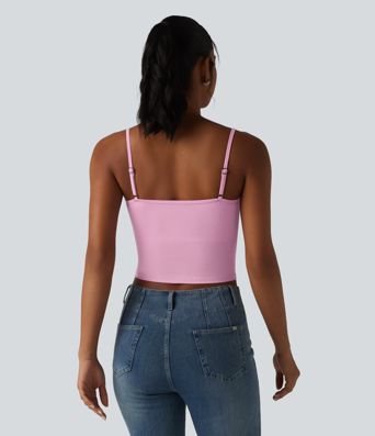 Lässiges Tanktop aus geripptem Strick mit Wasserfallausschnitt, verstellbaren Trägern und integriertem BH