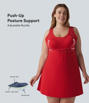 Robe de tennis 2-en-1 Halara UltraSculpt™ grande taille avec soutien-gorge intégré push-up et poches - Édition Easy Peezy