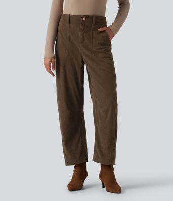 Halara Flex™ High Waisted Corduroy Work Barrel Leg Pants with Pockets
