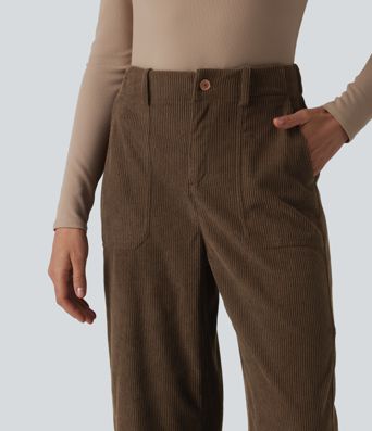 Halara Flex™ High Waisted Corduroy Work Barrel Leg Pants with Pockets