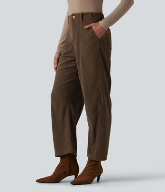 Halara Flex™ High Waisted Corduroy Work Barrel Leg Pants with Pockets