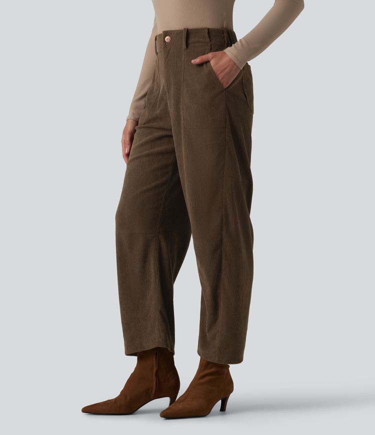 Halara Flex™ High Waisted Corduroy Work Barrel Leg Pants with Pockets