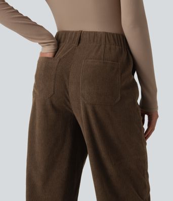 Halara Flex™ High Waisted Corduroy Work Barrel Leg Pants with Pockets
