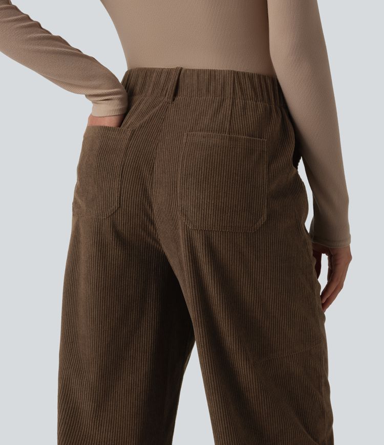 Halara Flex™ High Waisted Corduroy Work Barrel Leg Pants with Pockets