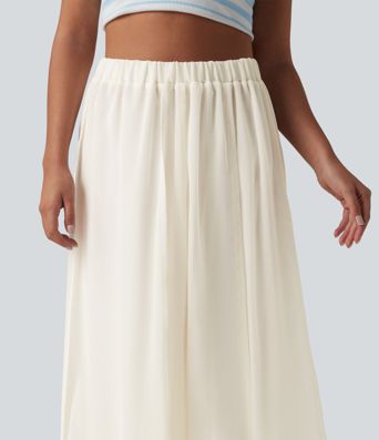 Fließender Midirock mit hohem Bund