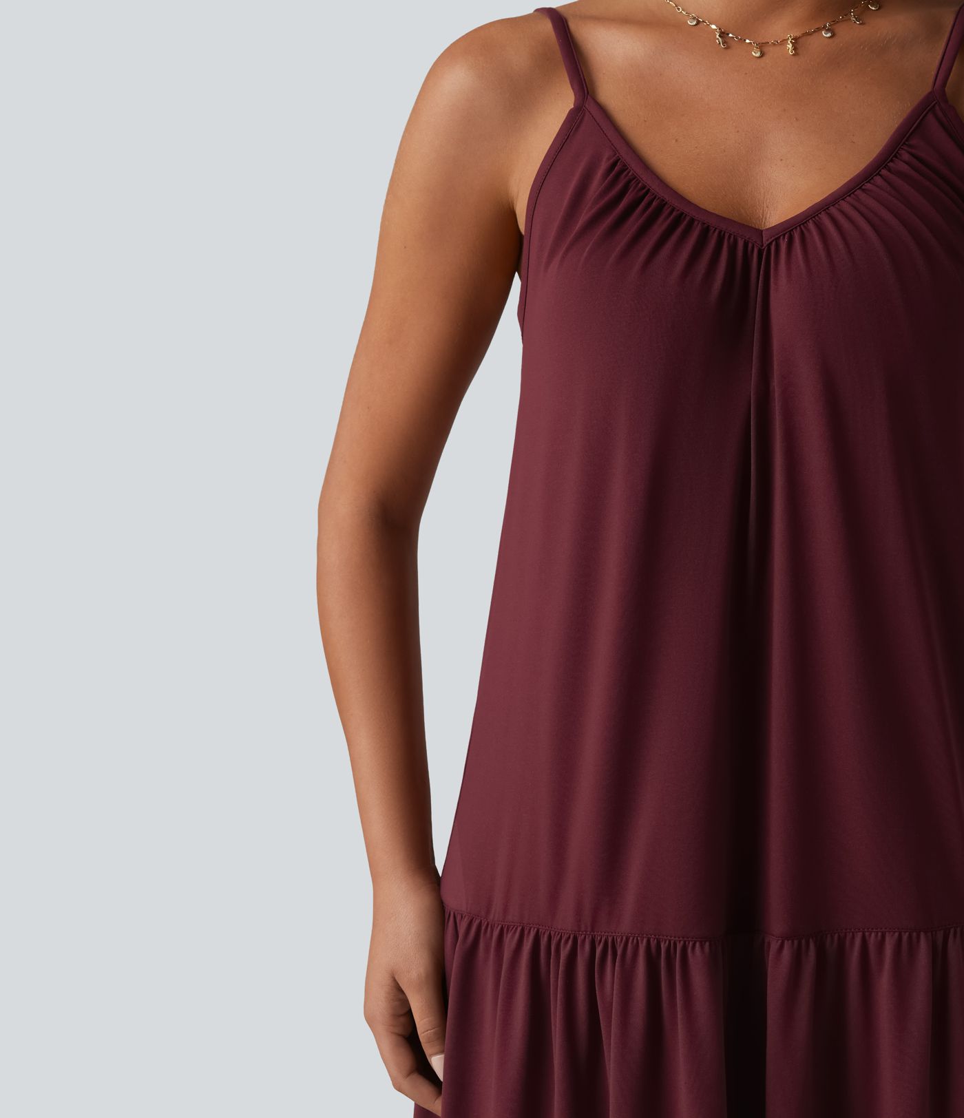 V-neck Split Hem Maxi Flowy Resort Slip Dress