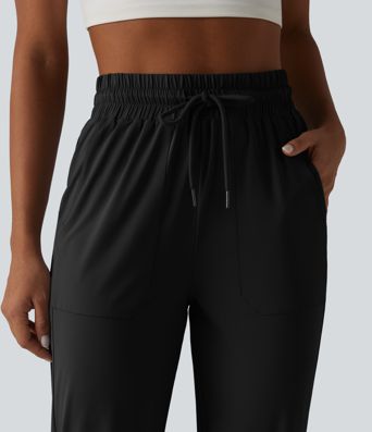 High Waisted Drawstring Cool Touch Workout Joggers with Pockets-UPF50+