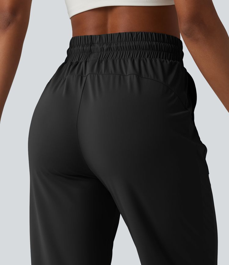 High Waisted Drawstring Cool Touch Workout Joggers with Pockets-UPF50+