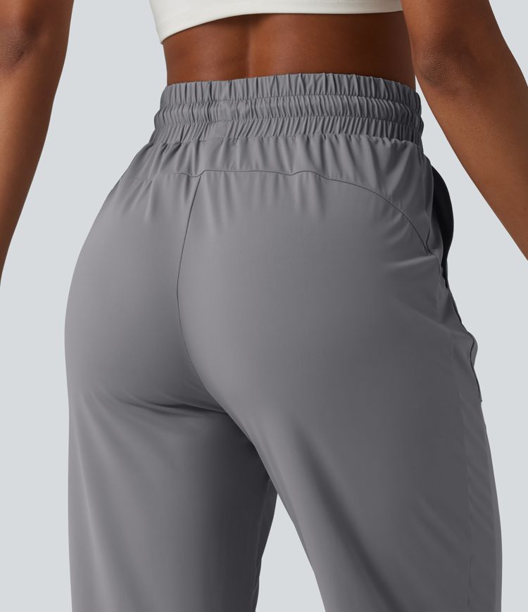 High Waisted Drawstring Cool Touch Workout Joggers with Pockets-UPF50+