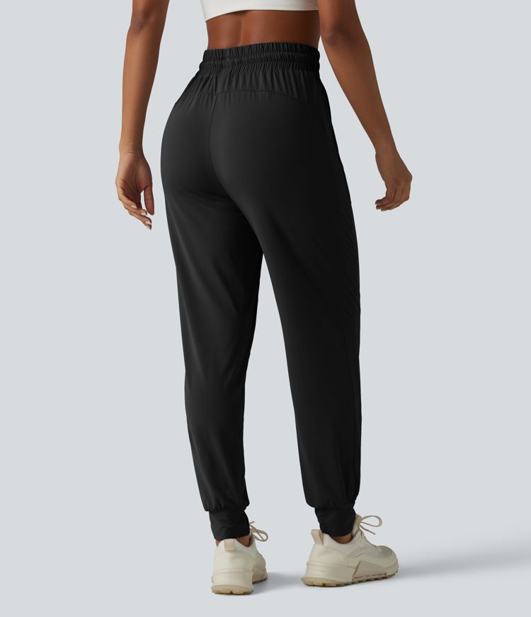 High Waisted Drawstring Cool Touch Workout Joggers with Pockets-UPF50+