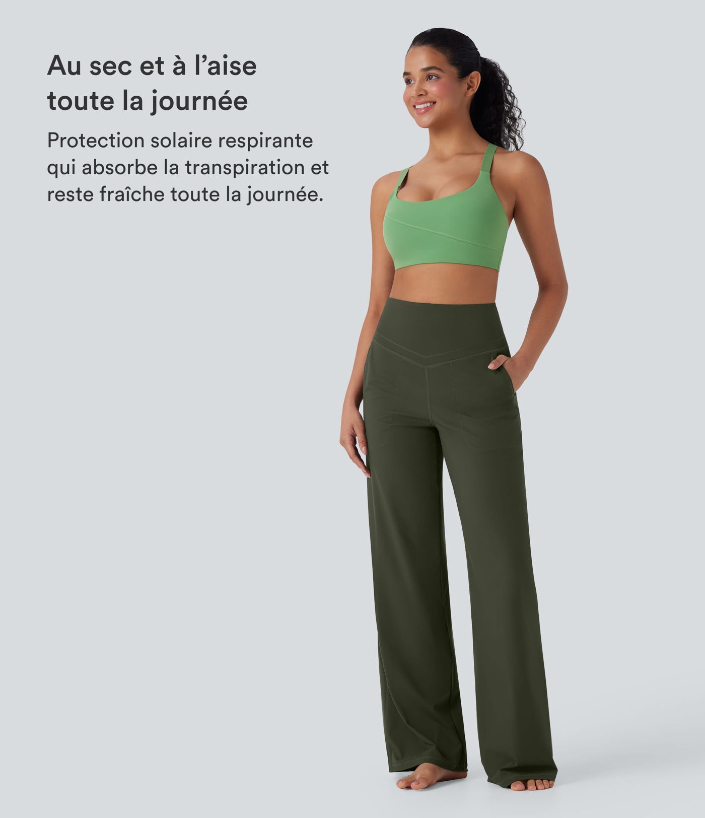 Pantalon de yoga droit gainant taille haute avec poches Halara UltraSculpt™