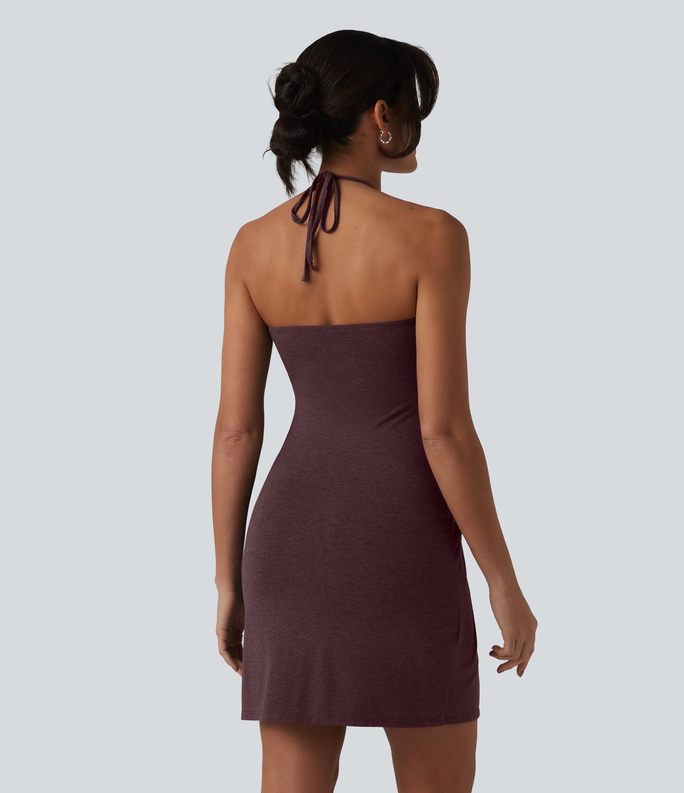 Halter Tie Back Mini Resort Dress with Pockets