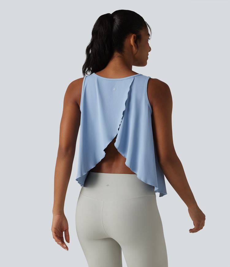 SoftlyZero™ QuickDry Débardeur yoga ample croisé à ourlet volanté
