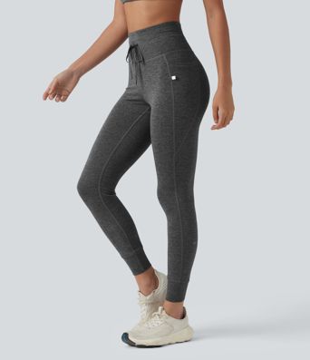 Halara UltraSculpt™ Heathered High Waisted Drawstring Quick Dry Yoga 7/8 Leggings with Pockets Halara UltraSculpt™ Heathered High Waisted Drawstring Quick Dry Yoga 7/8 Leggings with Pockets