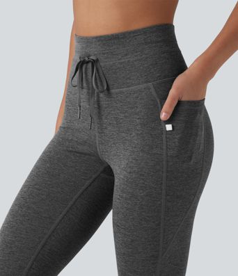Halara UltraSculpt™ Heathered High Waisted Drawstring Quick Dry Yoga 7/8 Leggings with Pockets Halara UltraSculpt™ Heathered High Waisted Drawstring Quick Dry Yoga 7/8 Leggings with Pockets