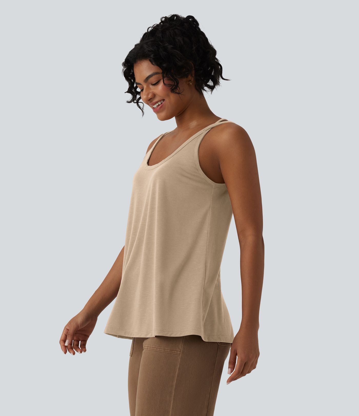 U Neck Relaxed Casual Tank Top