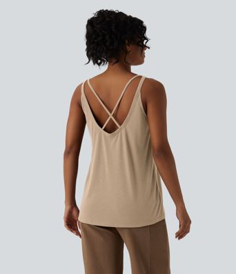 U Neck Relaxed Casual Tank Top