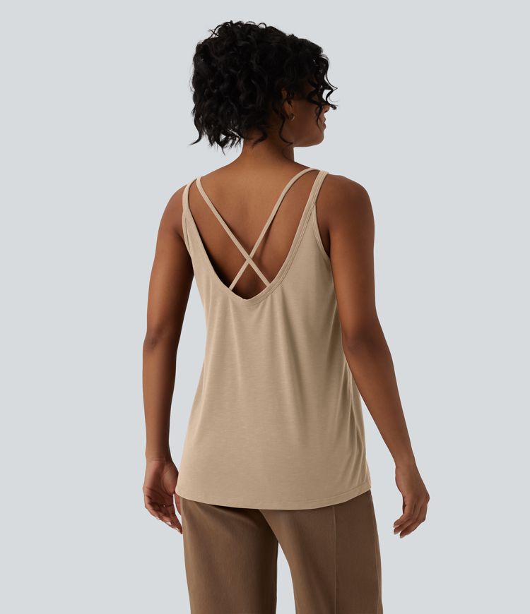 U Neck Relaxed Casual Tank Top