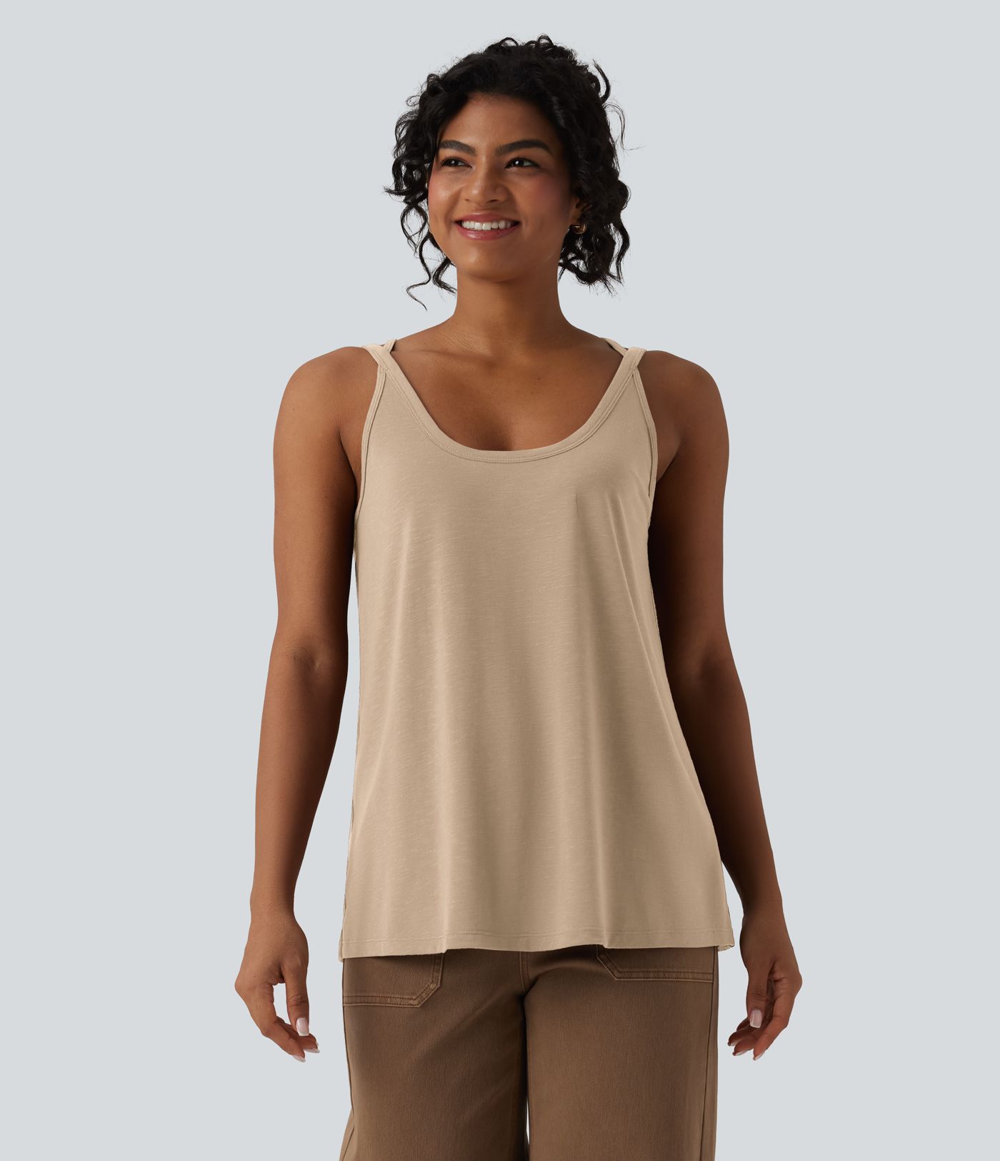 U Neck Relaxed Casual Tank Top