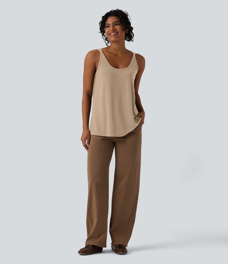 U Neck Relaxed Casual Tank Top