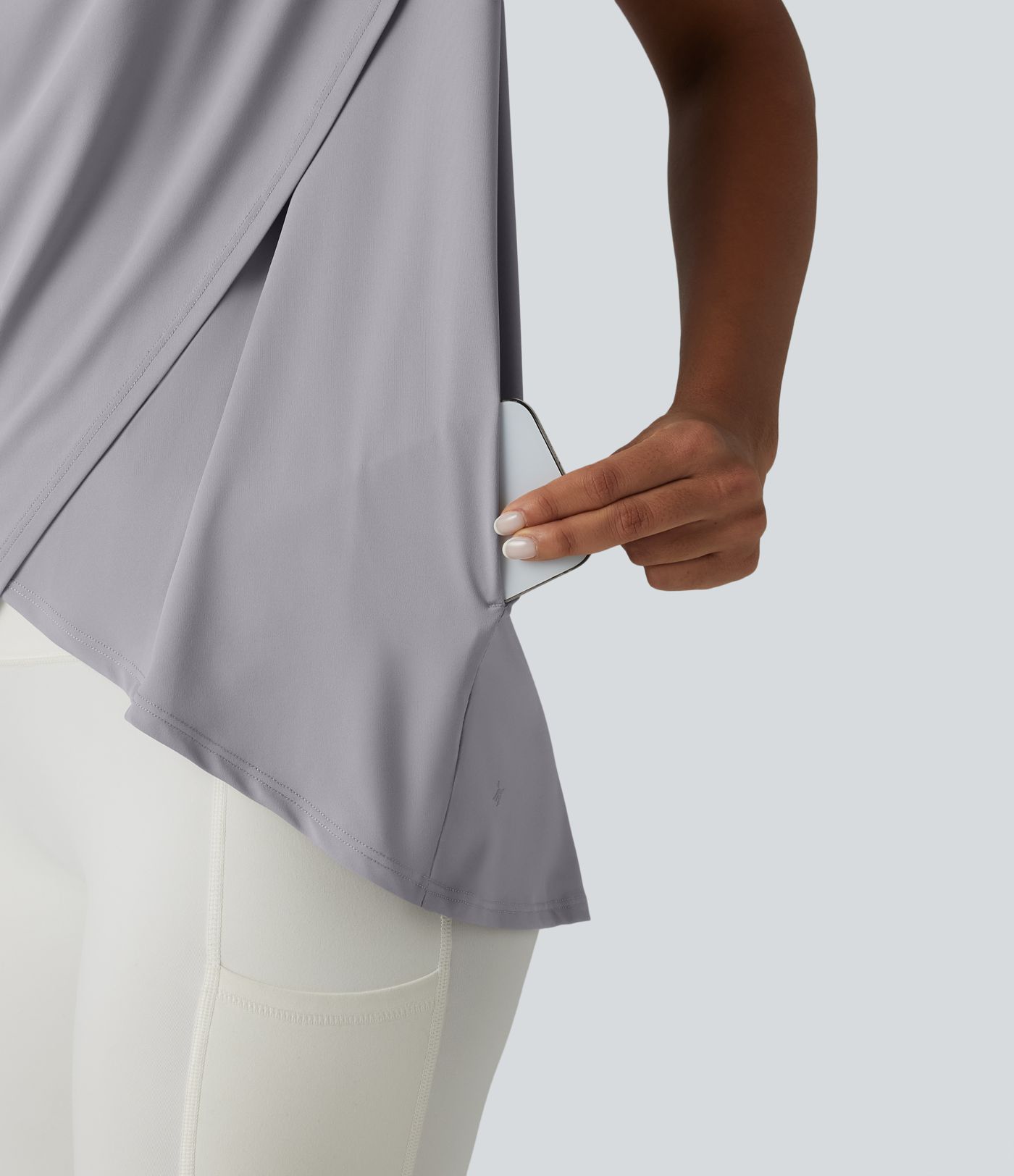 Hooded Cowl Neck Sleeveless Yoga Sports Top with Pockets