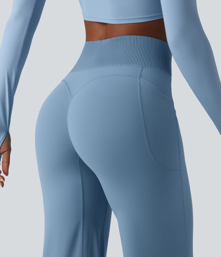 Halara UltraSculpt™ High-waisted Tummy Control Scrunch Yoga Straight-leg Pants with Pockets Halara UltraSculpt™ High-waisted Tummy Control Scrunch Yoga Straight-leg Pants with Pockets