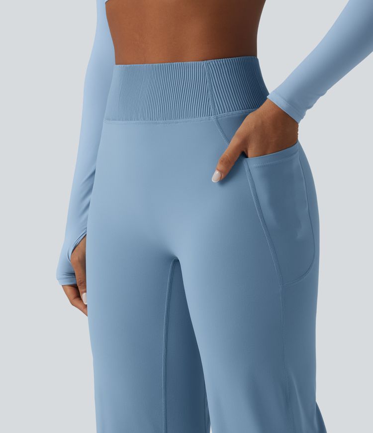 Halara UltraSculpt™ High-waisted Tummy Control Scrunch Yoga Straight-leg Pants with Pockets Halara UltraSculpt™ High-waisted Tummy Control Scrunch Yoga Straight-leg Pants with Pockets